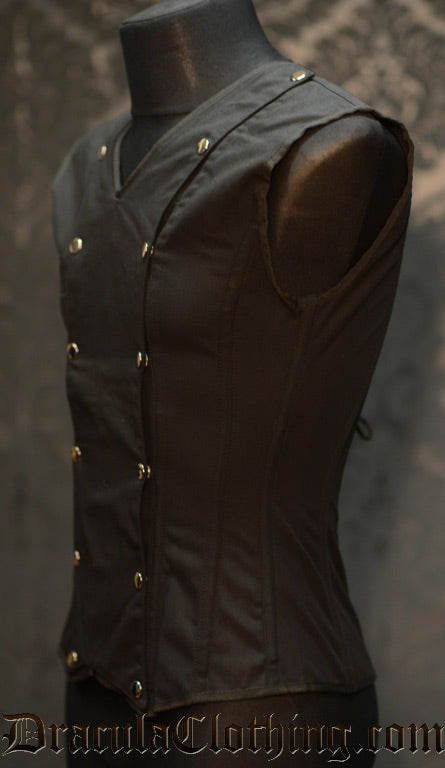Side view of men's corset Black Cotton V-Shaper