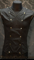 Men's Black Cotton V-Shaper corset with front panel attached by silver poppers