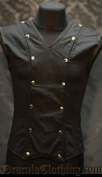 Men's Black Cotton V-Shaper corset with front panel attached by silver poppers