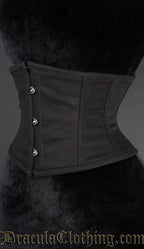 Side view of black cotton waist cincher