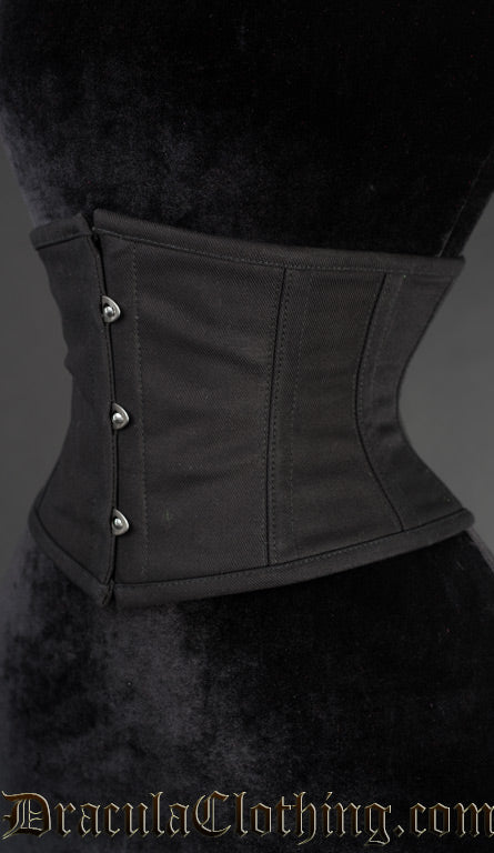 Side view of black cotton waist cincher