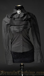 BLACK COTTON ELEGANT CRAVAT BLOUSE