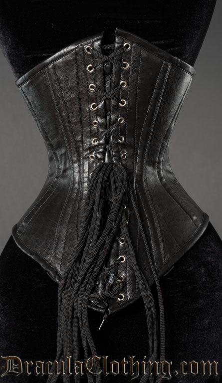 Black Faux Leather Officer Corset