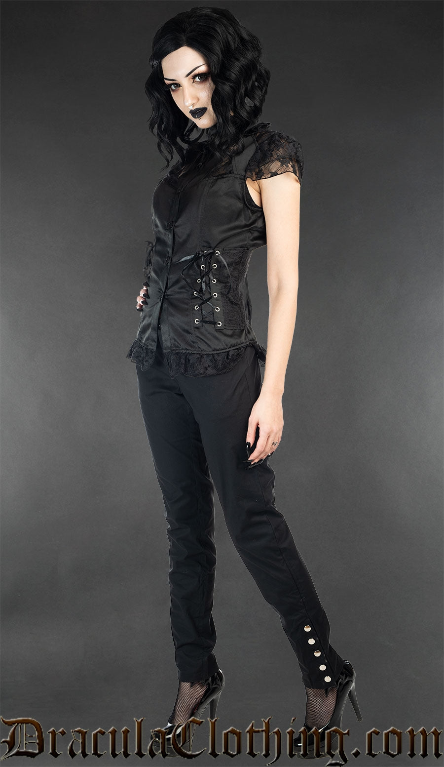 Black Five Button Pants