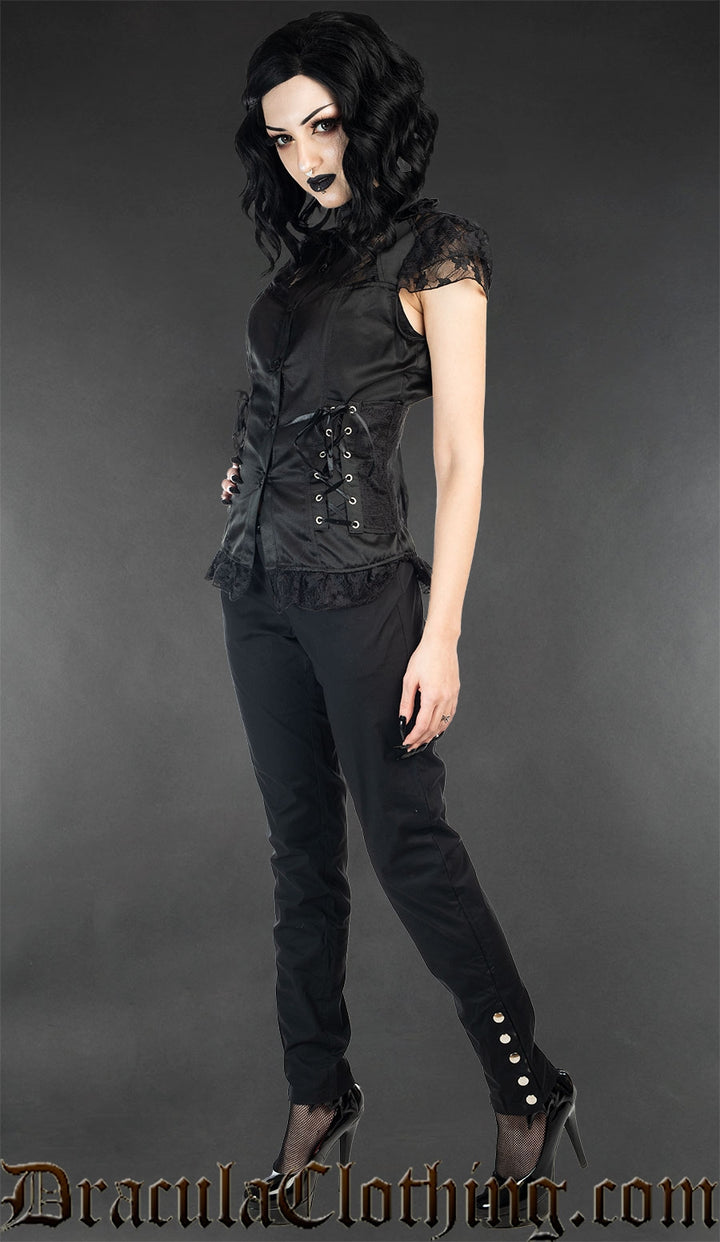 Black Five Button Pants