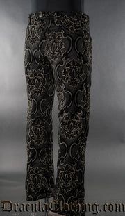 Black Jacquard Boots Pants