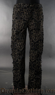 Black Jacquard Laced Pants