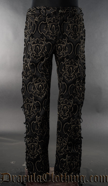 Black Jacquard Laced Pants