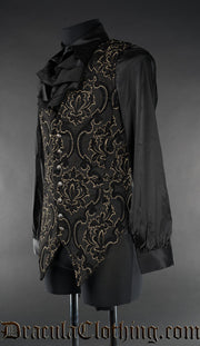 Black Jacquard Long Vest 