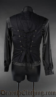 Black Brocade Long Vest