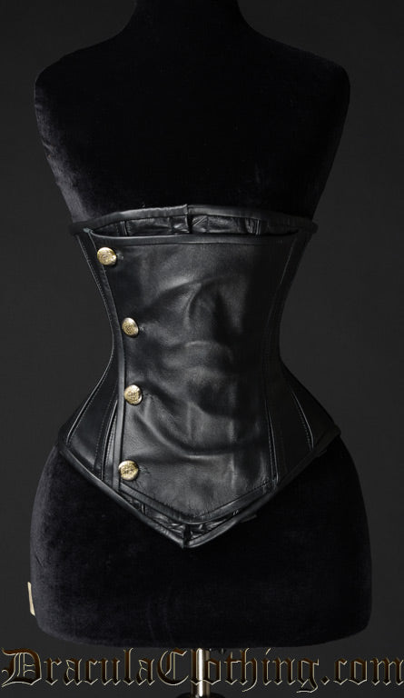 Black Leather Officer Corset