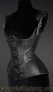 Black Leather Princess Clasp Corset