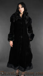 Black Velvet Puffer Winter Coat With Hood