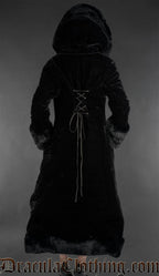 Black Velvet Puffer Winter Coat With Hood