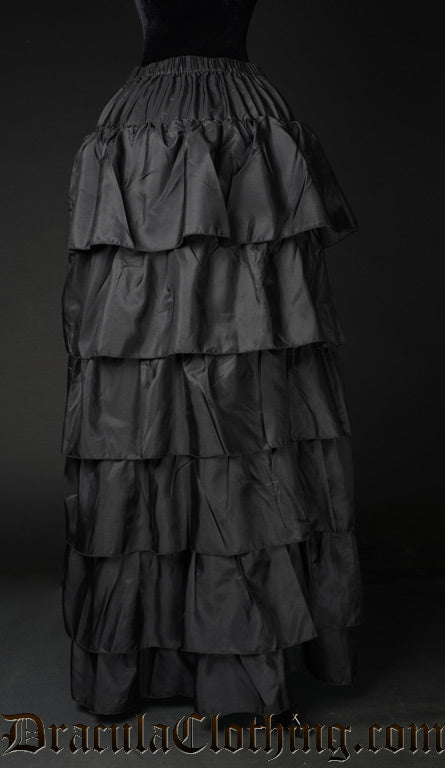 BLACK SATIN BUSTLE UNDERSKIRT