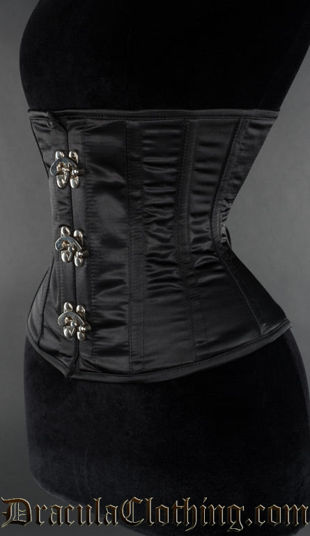 Black Satin Waspie Clasp Corset