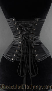 Black Satin Waspie Clasp Corset