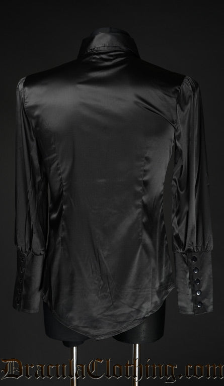 Black Satin Cravat Shirt