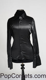 Black Satin Elegant Cravat Blouse