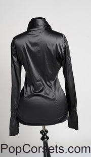 Black Satin Elegant Cravat Blouse