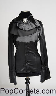 Black Satin Elegant Cravat Blouse