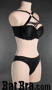 Black Satin Harness Bra