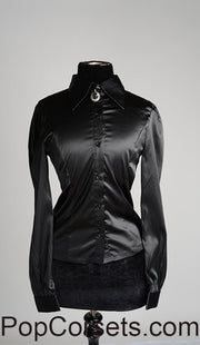 BLACK SATIN MARQUESS BLOUSE