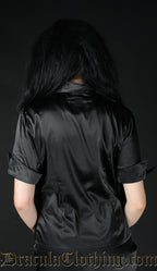 BLACK SATIN PANEL CRAVAT BLOUSE