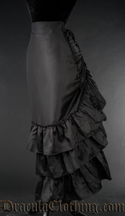 BLACK SATIN TWO LAYER BUSTLE SKIRT