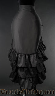 BLACK SATIN TWO LAYER BUSTLE SKIRT