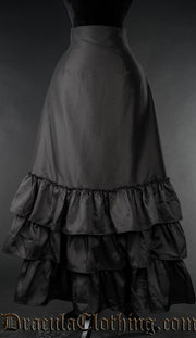 BLACK SATIN TWO LAYER BUSTLE SKIRT