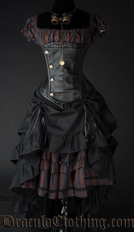 Black Leather Officer Corset