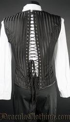 Back view of men's Black Striped V-Shaper showing adjustable corset lacing
