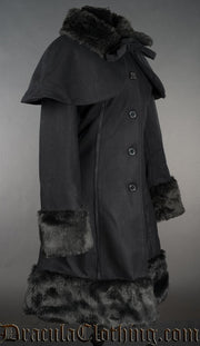 Thick Winter Wool Coat Black Satin Lining