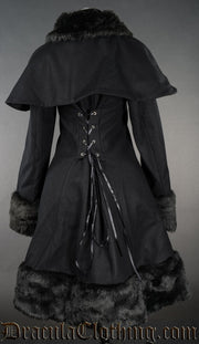 Thick Winter Wool Coat Black Satin Lining