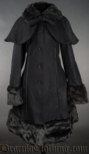 Thick Winter Wool Coat Black Satin Lining