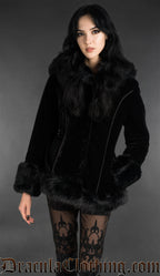 Black Velvet Fall Jacket With Hood