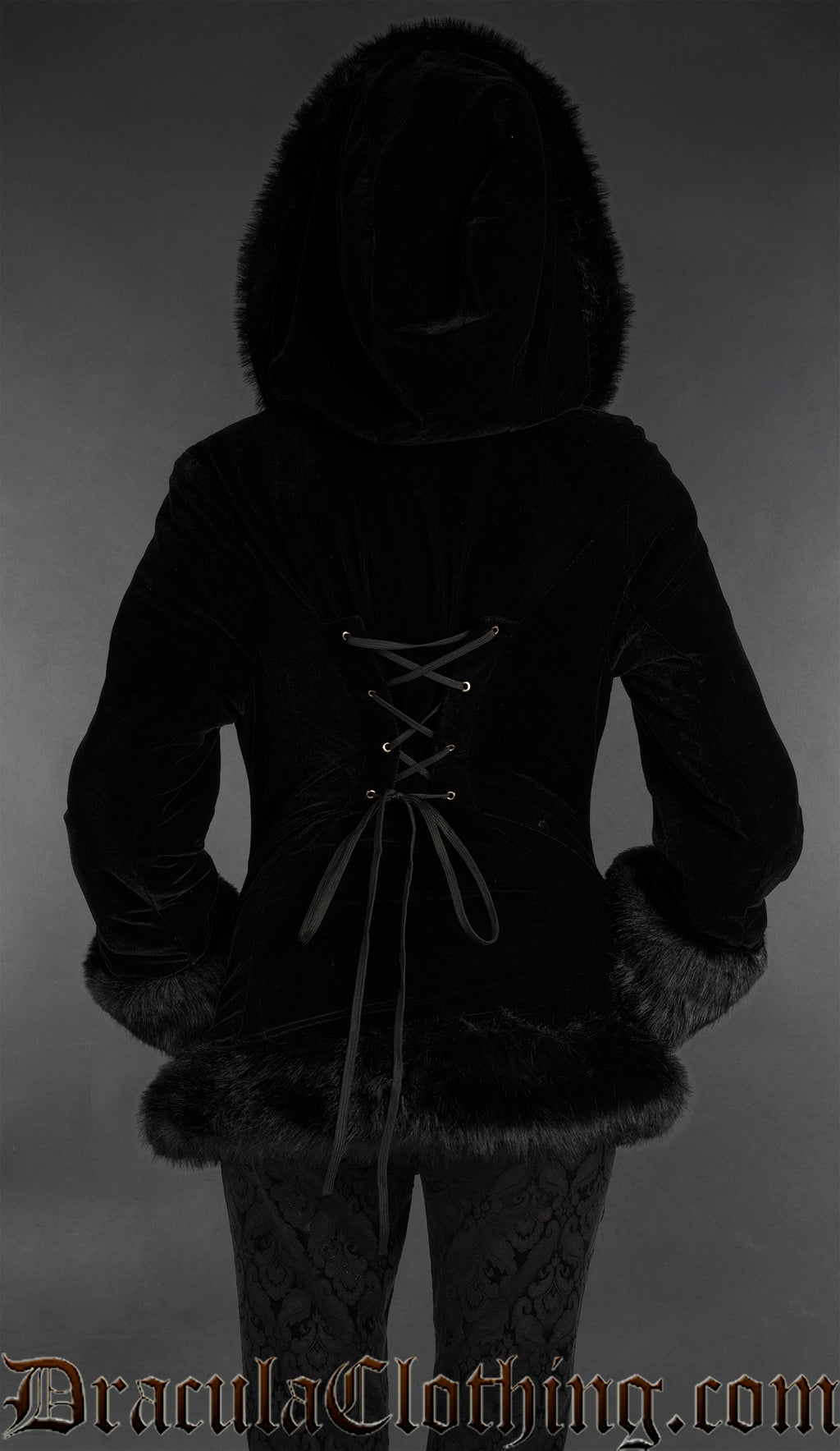 Black Velvet Fall Jacket With Hood
