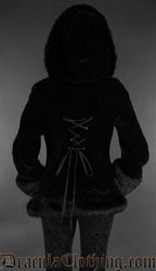 Black Velvet Fall Jacket With Hood