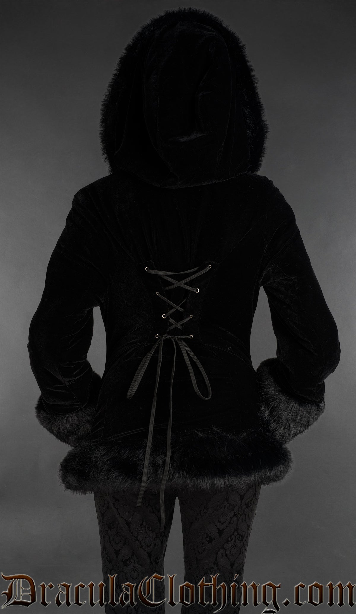 Black Velvet Fall Jacket With Hood