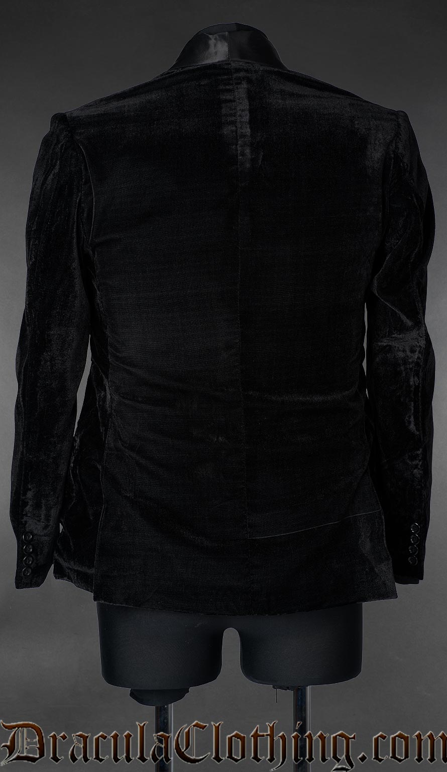Back of black velvet groom jacket