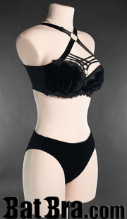 Black Velvet Harness Bra