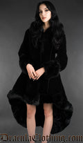 Black Velvet High Low Puffer Winter Coat