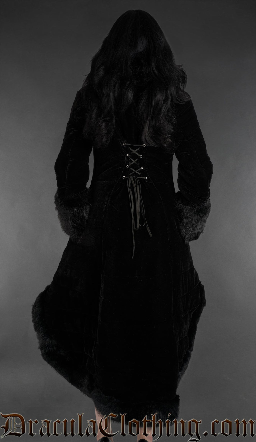 Black Velvet High Low Puffer Winter Coat
