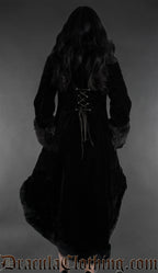 Black Velvet High Low Puffer Winter Coat