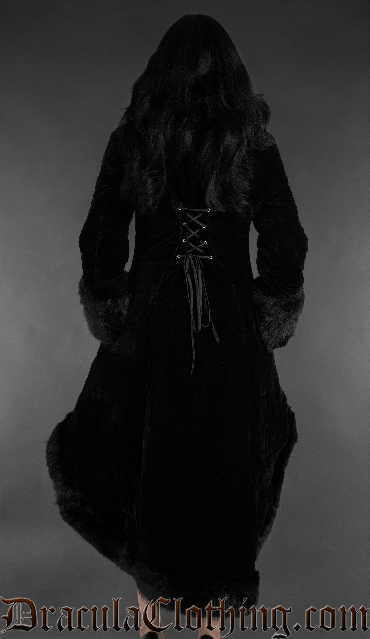 Black Velvet High Low Puffer Winter Coat