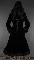 Black Velvet High Low Winter Coat
