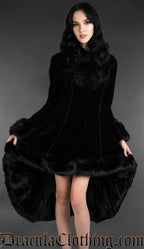 Black Velvet High Low Winter Coat