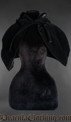 Black velvet hood for gothic and Victorian fashion that matches our velvet coats