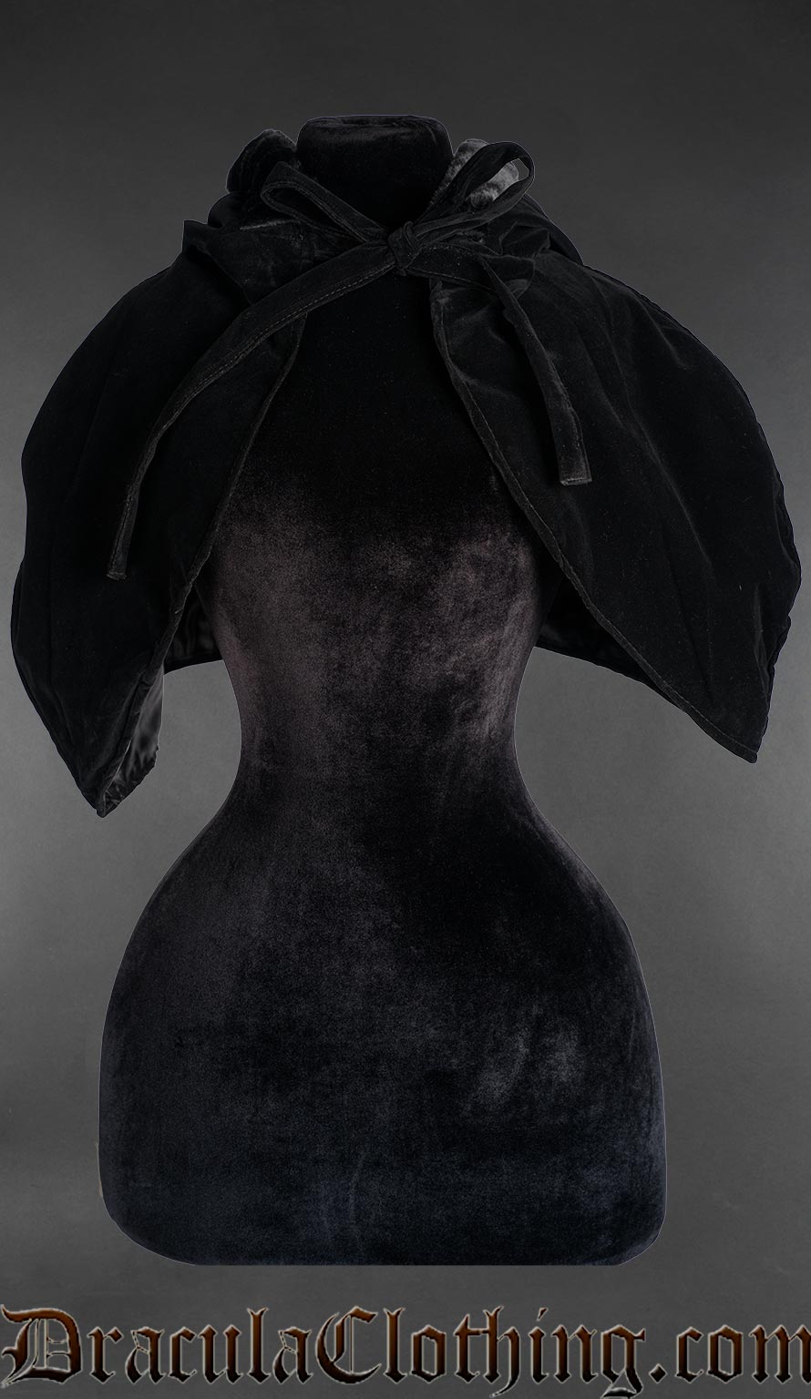 Black velvet hood for gothic and Victorian fashion that matches our velvet coats